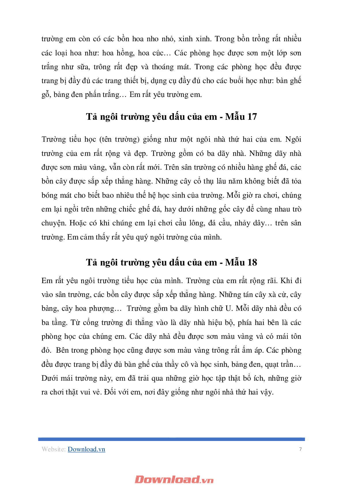 Mẫu bài văn lớp 2 về chủ đề Tả ngôi trường yêu dấu của em môn Tiếng Việt (18 mẫu) (trang 7)