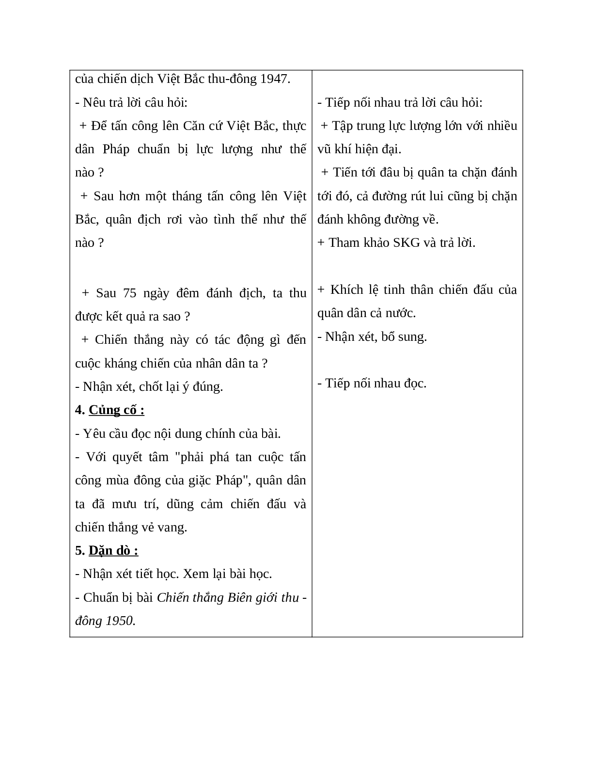 Giáo án lịch sử 5 bài 14: thu - đông 1947, việt bắc “mồ chôn giặc pháp” mới nhất (trang 3)