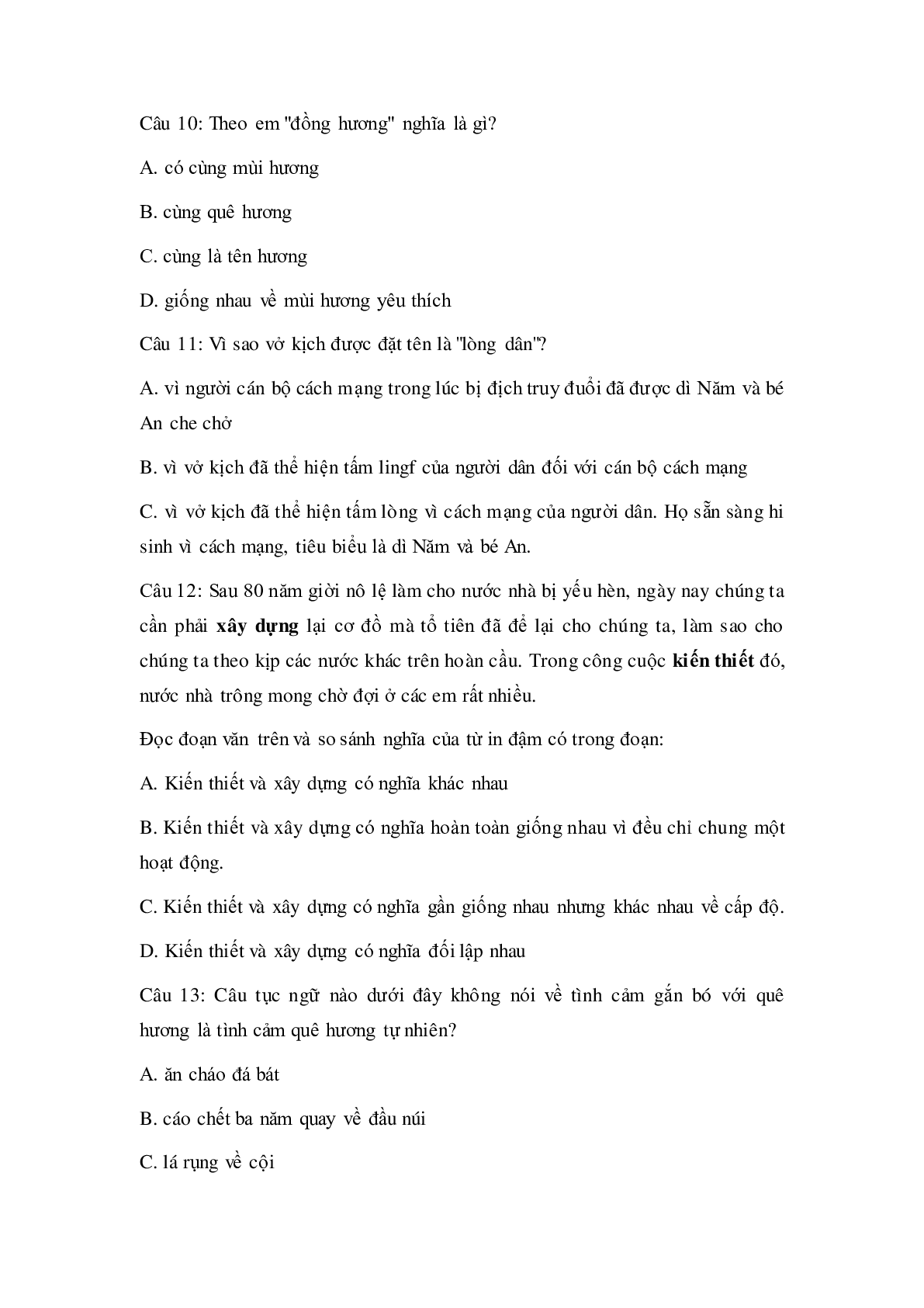 Trắc nghiệm Tiếng Việt lớp 5: Tuần 3 có đáp án (trang 3)
