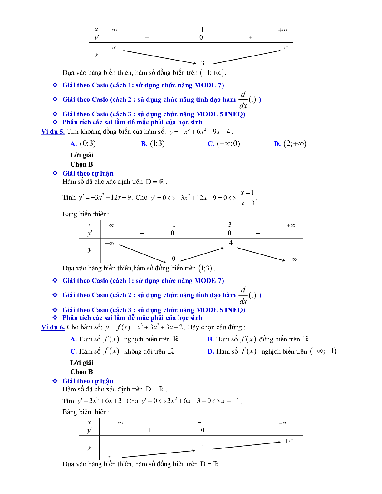 Lý thuyết và bài tập xét tính đơn điệu của hàm số ôn thi THPTQG (trang 10)