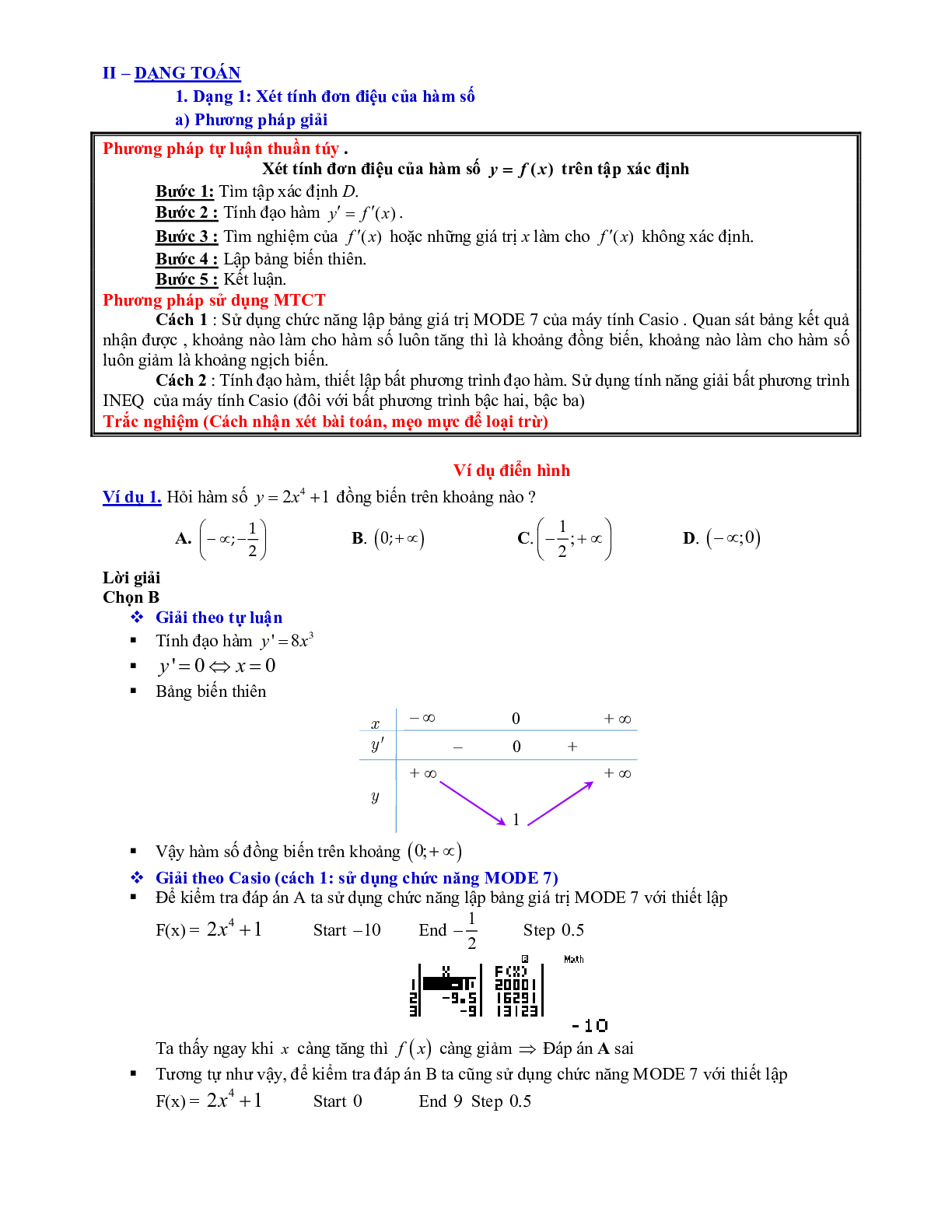Lý thuyết và bài tập xét tính đơn điệu của hàm số ôn thi THPTQG (trang 7)