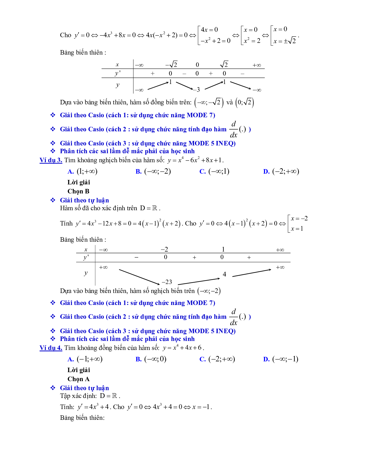 Lý thuyết và bài tập xét tính đơn điệu của hàm số ôn thi THPTQG (trang 9)