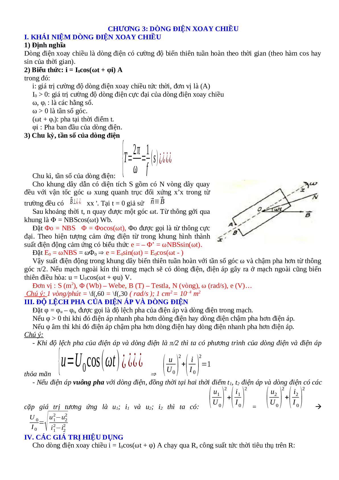 Lý thuyết, bài tập về Điện xoay chiều hay nhất - Vật lí 12 (trang 1)