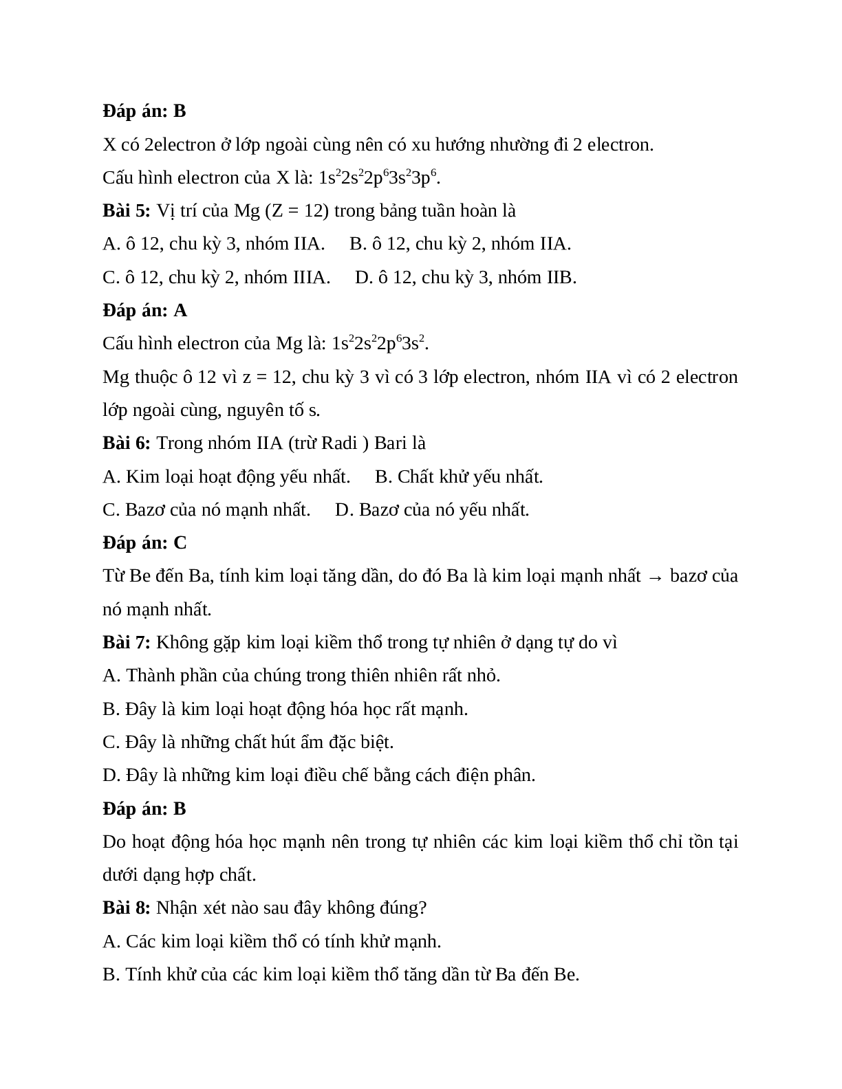 30 Bài tập về Kim loại kiềm thổ hóa 12 có lời giải chi tiết (trang 2)