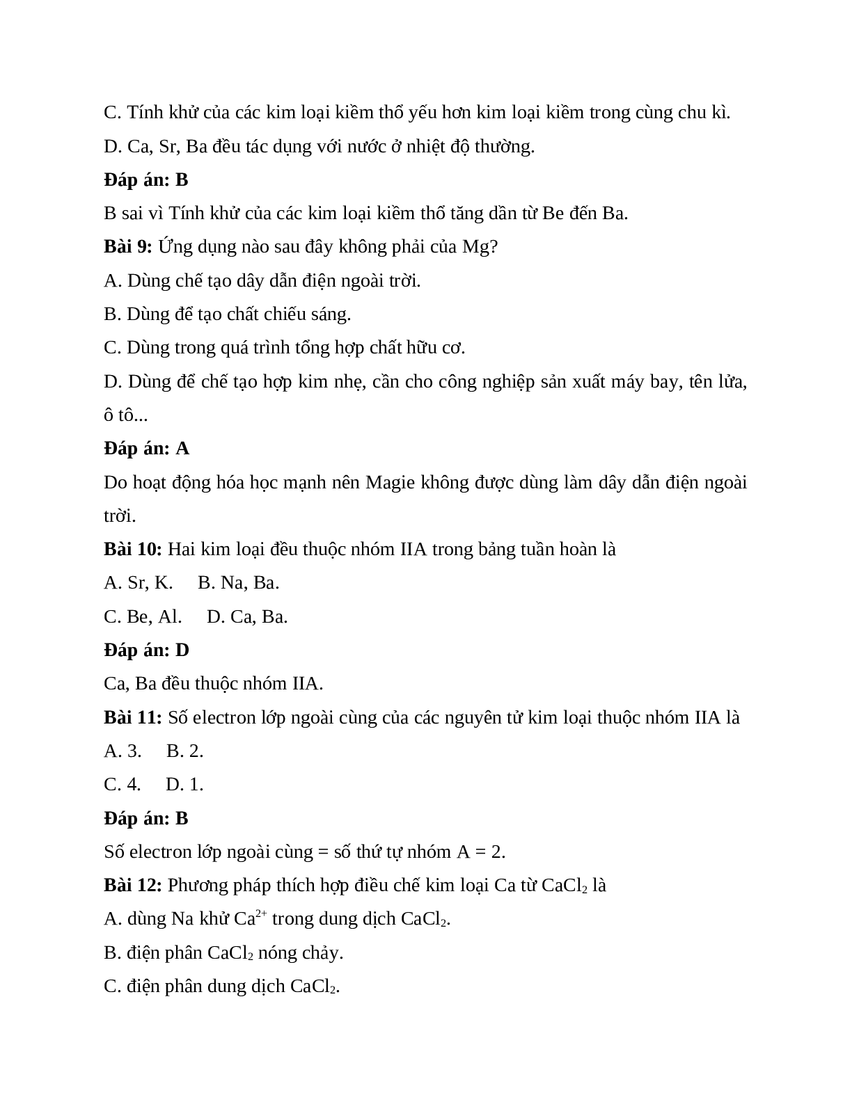 30 Bài tập về Kim loại kiềm thổ hóa 12 có lời giải chi tiết (trang 3)