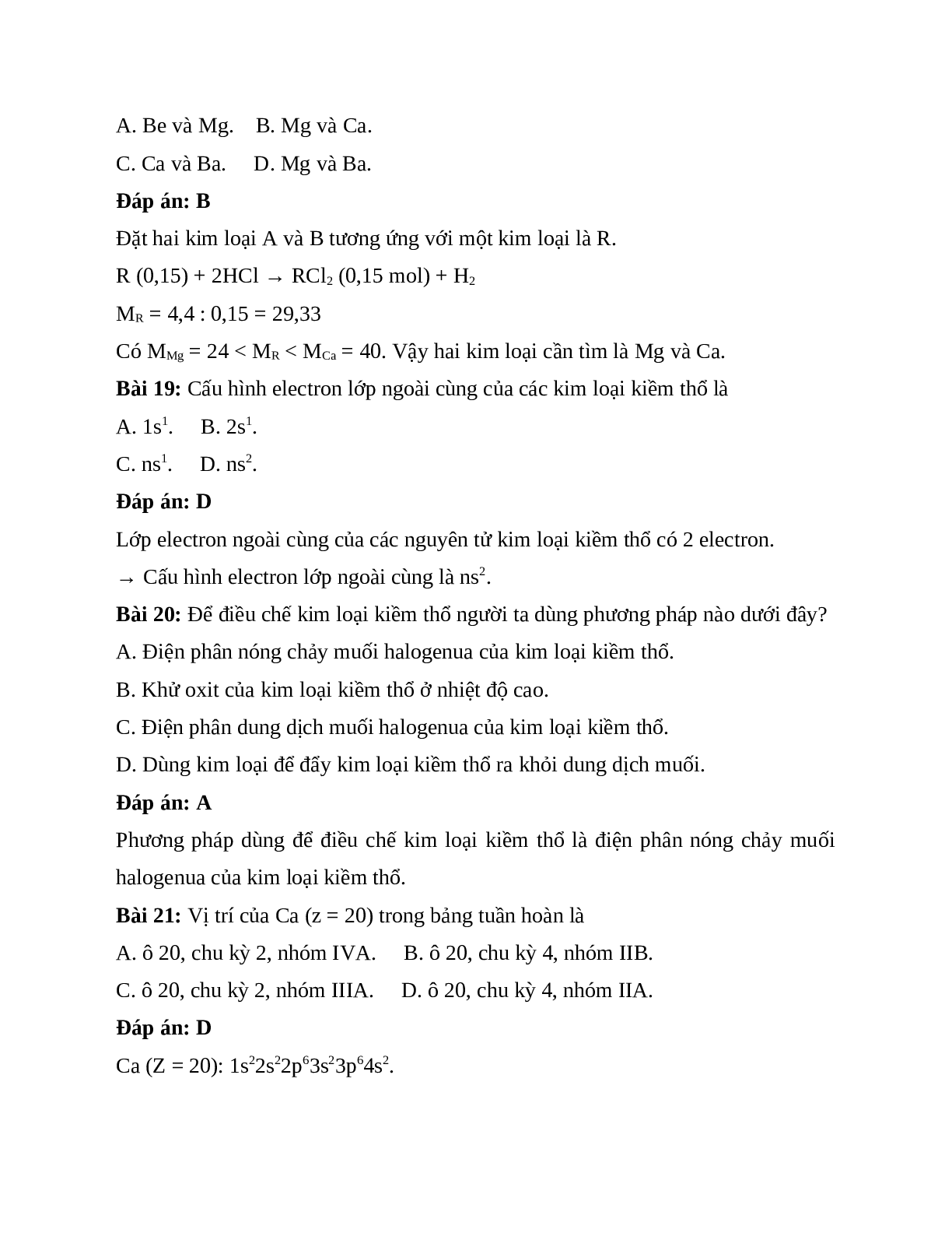 30 Bài tập về Kim loại kiềm thổ hóa 12 có lời giải chi tiết (trang 6)