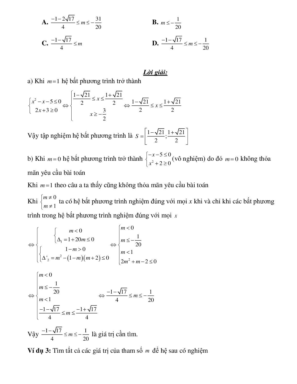 Bài tập giải hệ bất phương trình bậc hai một ẩn Toán 10 (trang 3)