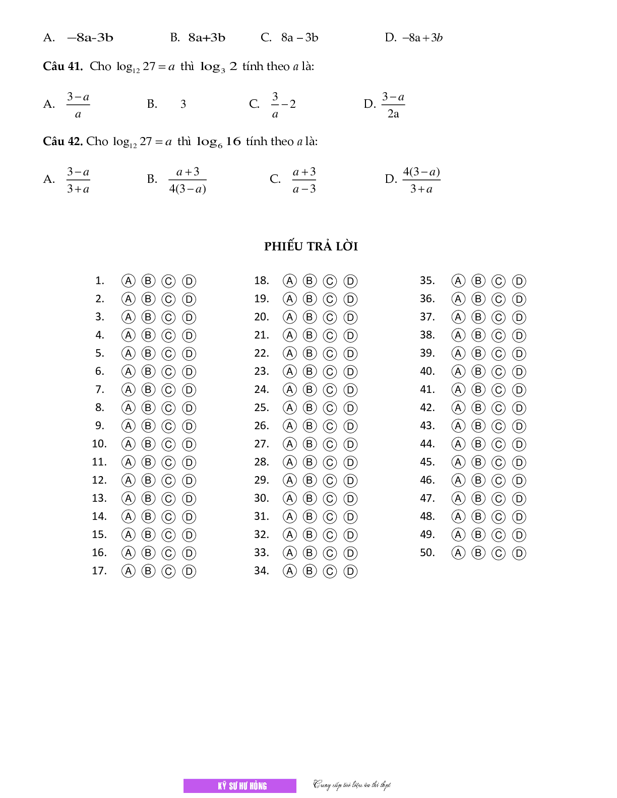 Chuyên đề Mũ - logarit môn Toán lớp 12 (trang 10)