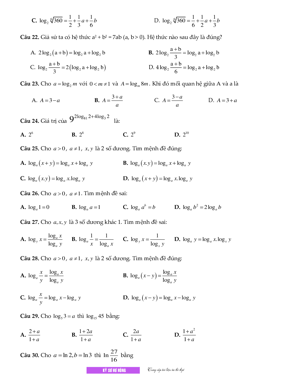 Chuyên đề Mũ - logarit môn Toán lớp 12 (trang 8)
