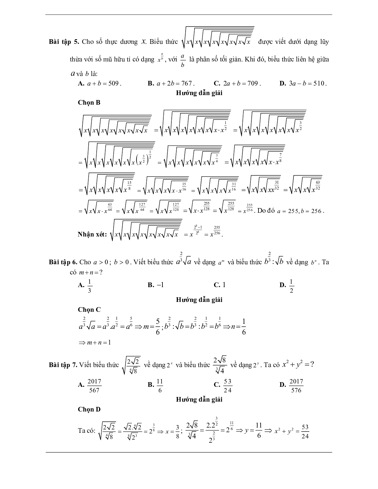 Các dạng bài tập vận dụng cao lũy thừa và hàm số lũy thừa (trang 4)
