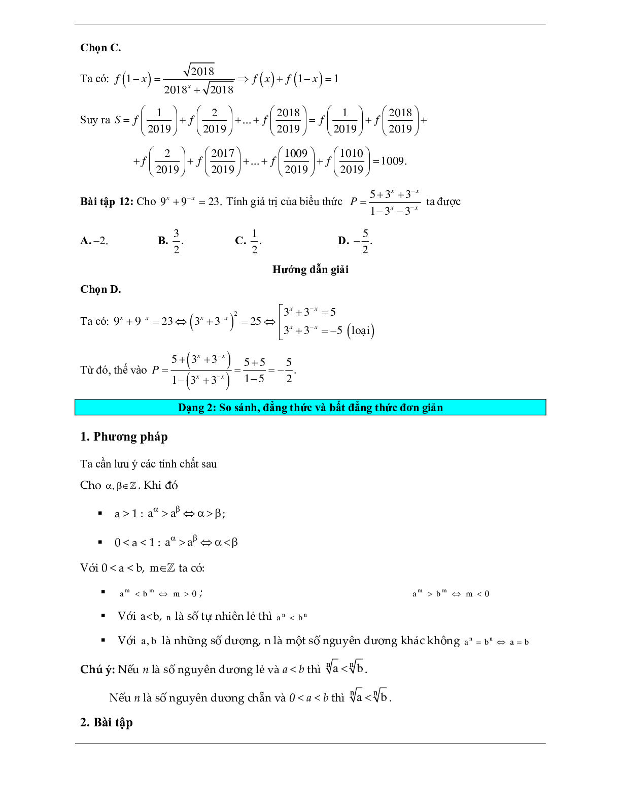 Các dạng bài tập vận dụng cao lũy thừa và hàm số lũy thừa (trang 6)