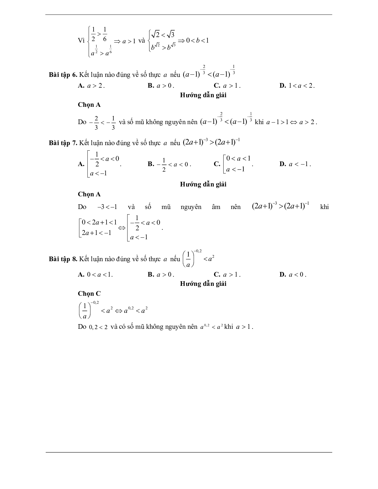Các dạng bài tập vận dụng cao lũy thừa và hàm số lũy thừa (trang 8)
