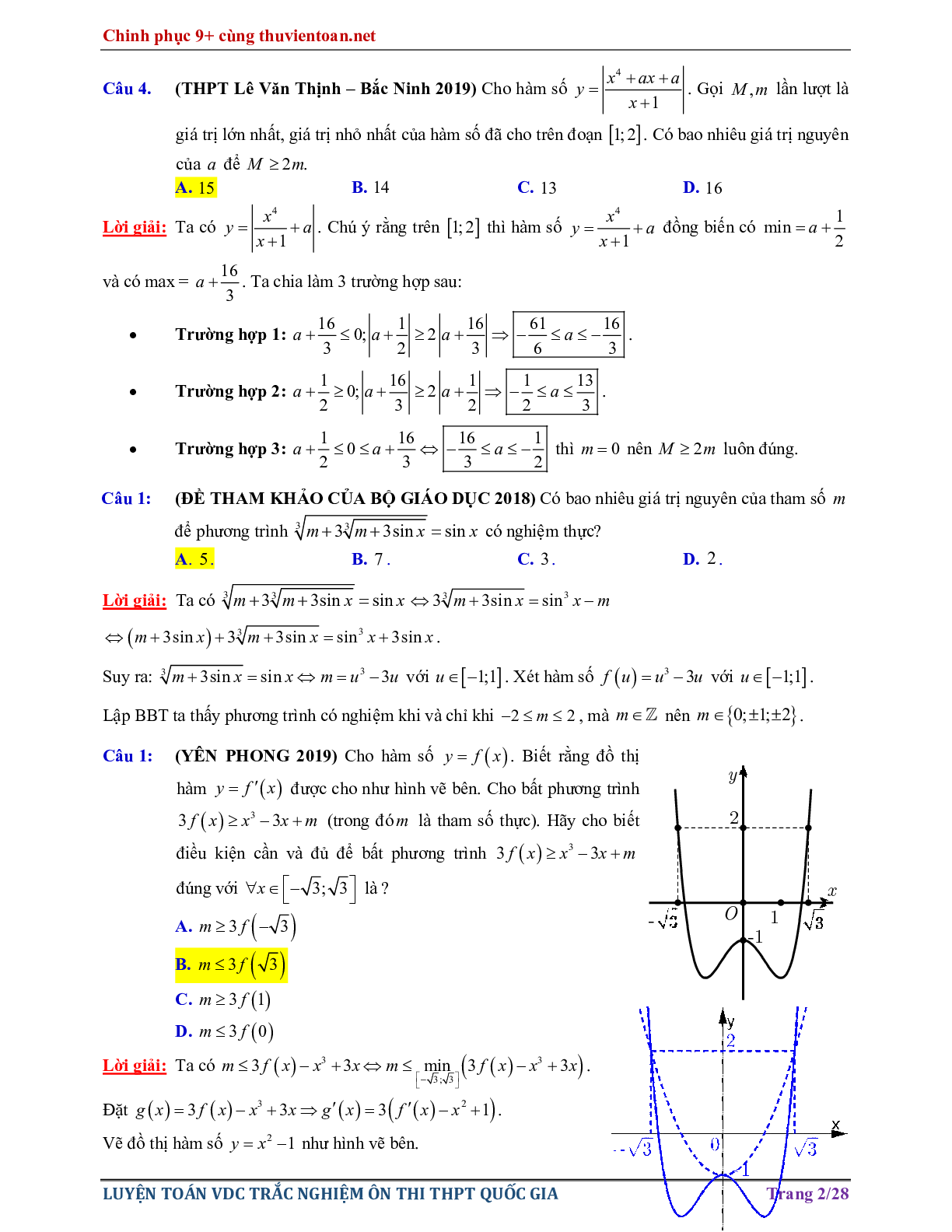 Bài tập Vận dụng cao - Nghiệm của phương trình hàm hợp ôn thi THPTQG năm 2021 (trang 2)