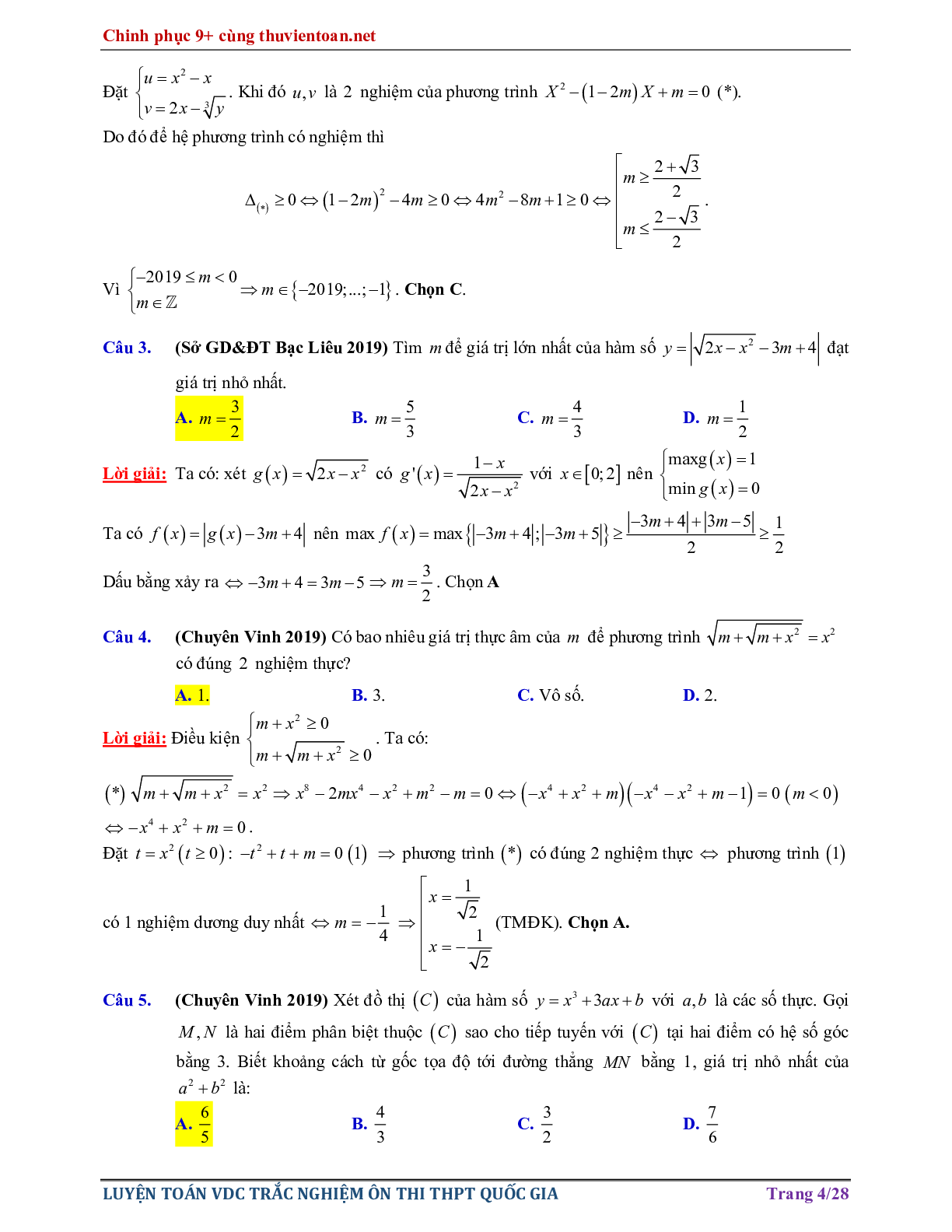 Bài tập Vận dụng cao - Nghiệm của phương trình hàm hợp ôn thi THPTQG năm 2021 (trang 4)