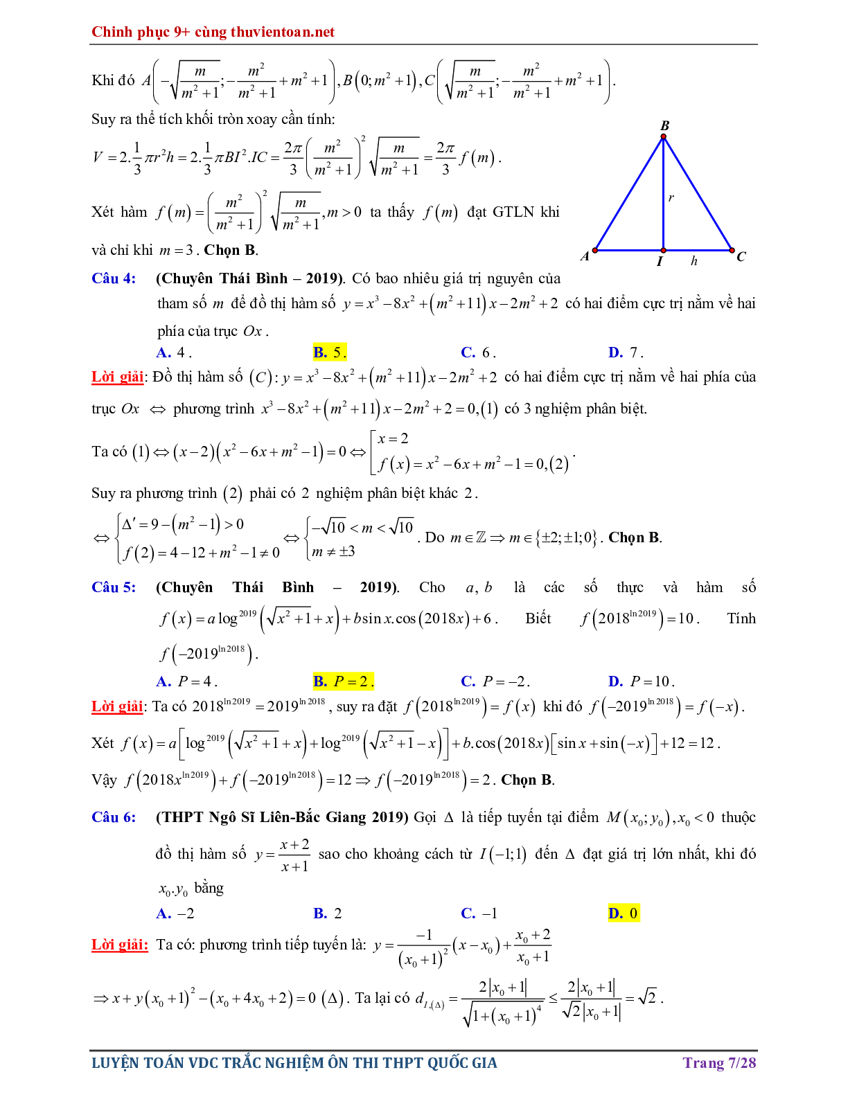 Bài tập Vận dụng cao - Nghiệm của phương trình hàm hợp ôn thi THPTQG năm 2021 (trang 7)