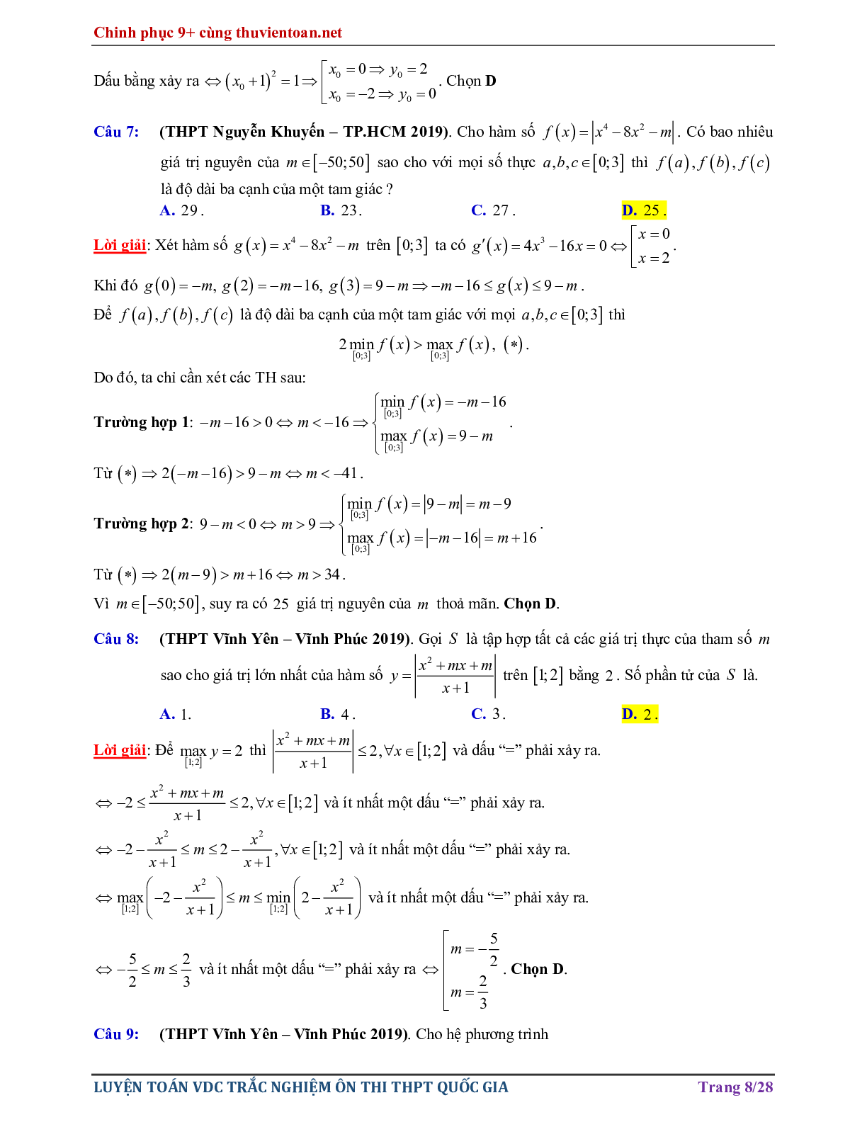 Bài tập Vận dụng cao - Nghiệm của phương trình hàm hợp ôn thi THPTQG năm 2021 (trang 8)