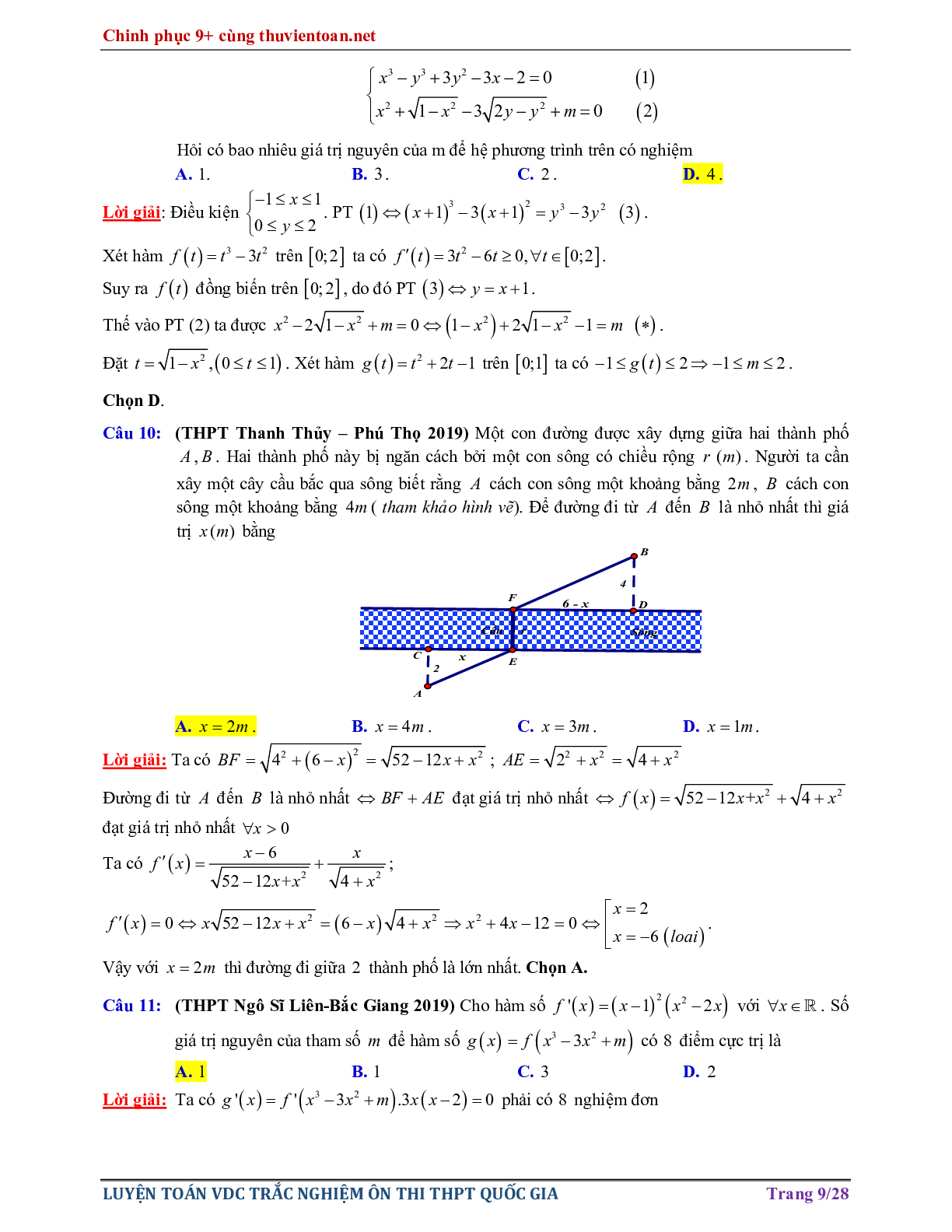 Bài tập Vận dụng cao - Nghiệm của phương trình hàm hợp ôn thi THPTQG năm 2021 (trang 9)