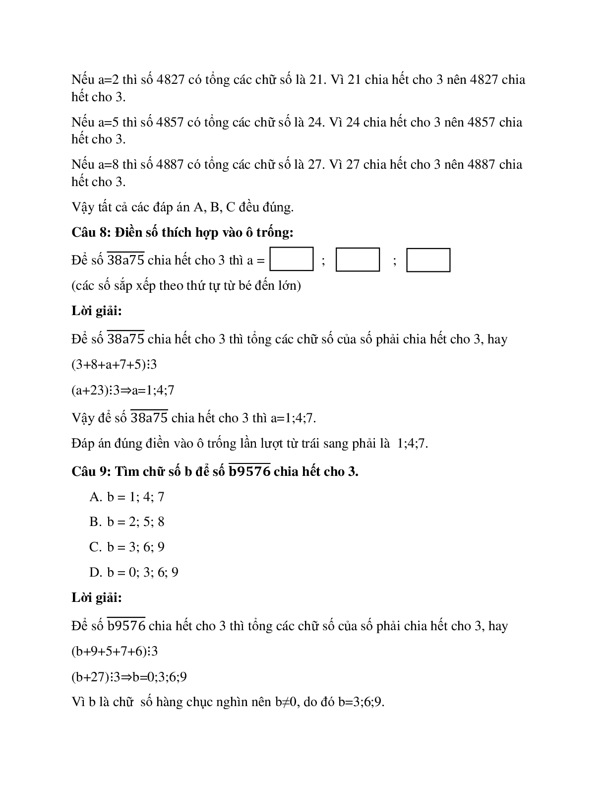 28 câu Trắc nghiệm Dấu hiệu chia hết cho 3 có đáp án 2023 – Toán lớp 4 (trang 4)