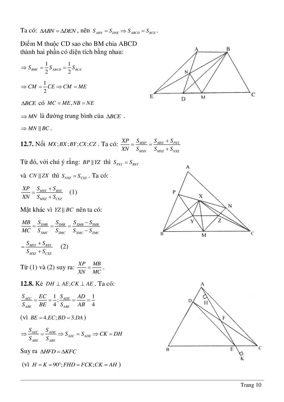 Phương pháp diện tích - Hình học toán 8 (trang 10)