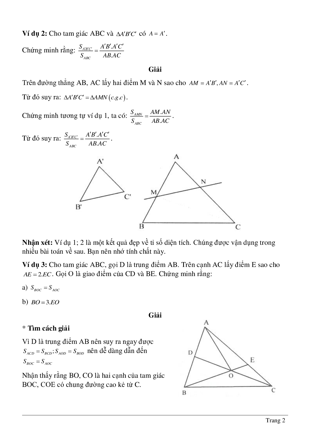 Phương pháp diện tích - Hình học toán 8 (trang 2)