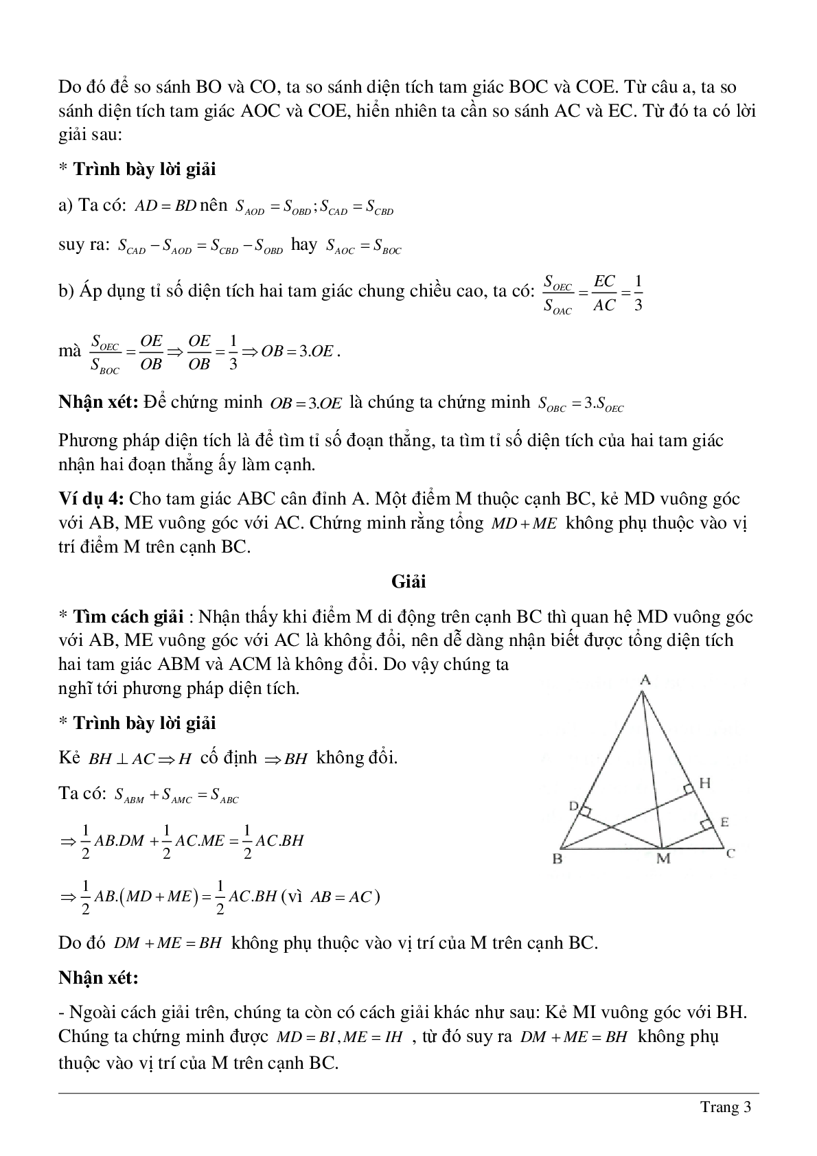 Phương pháp diện tích - Hình học toán 8 (trang 3)