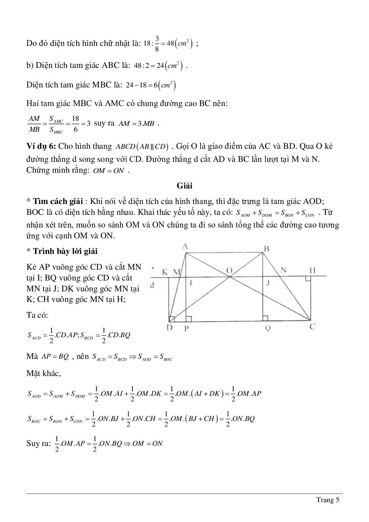 Phương pháp diện tích - Hình học toán 8 (trang 5)