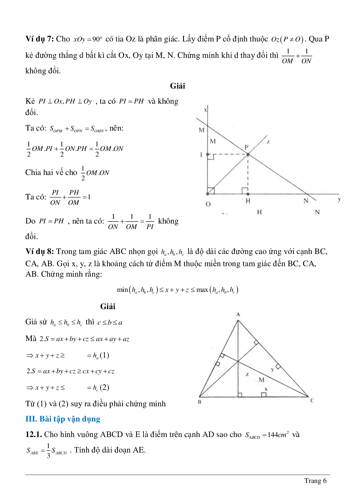 Phương pháp diện tích - Hình học toán 8 (trang 6)