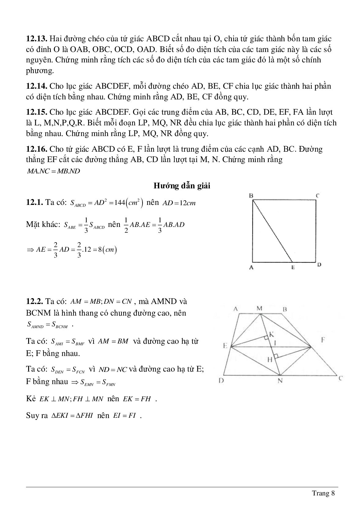 Phương pháp diện tích - Hình học toán 8 (trang 8)