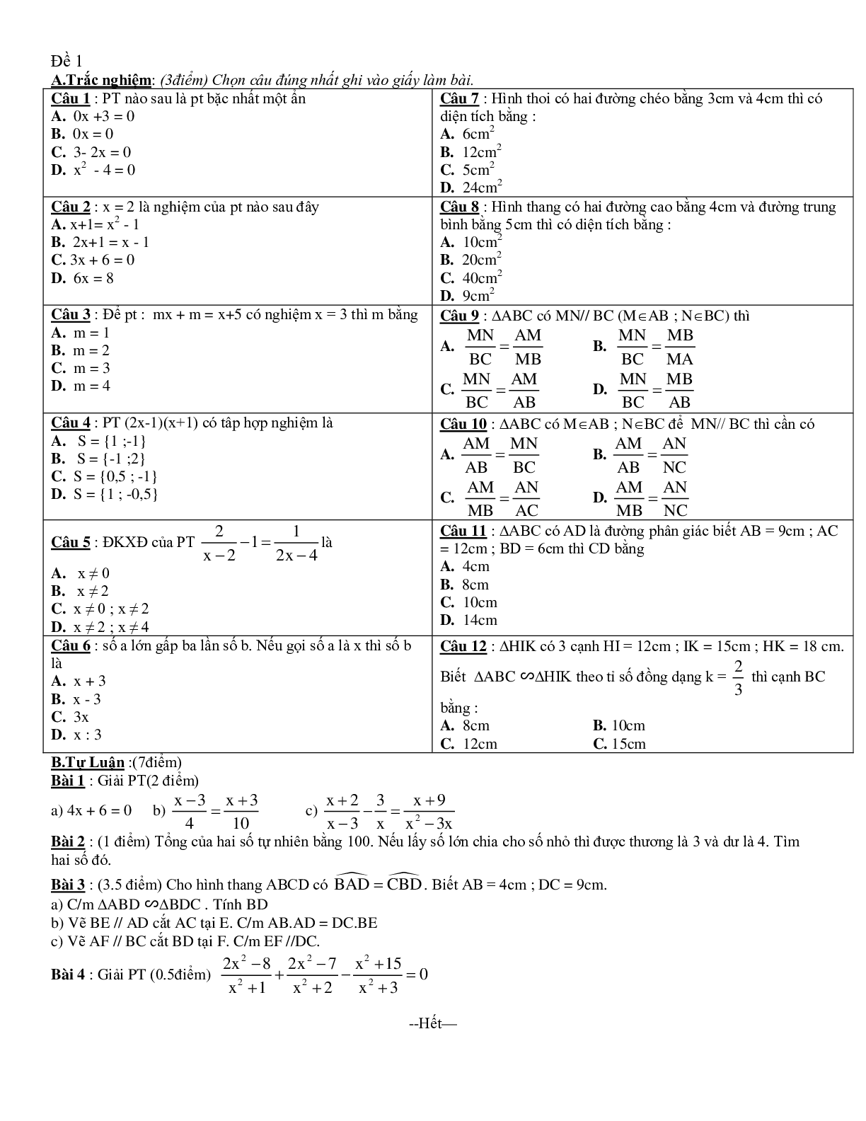 Ma trận - đề thi - đáp án môn toán giữa kì 2 lớp 6,7,8,9 (trang 9)