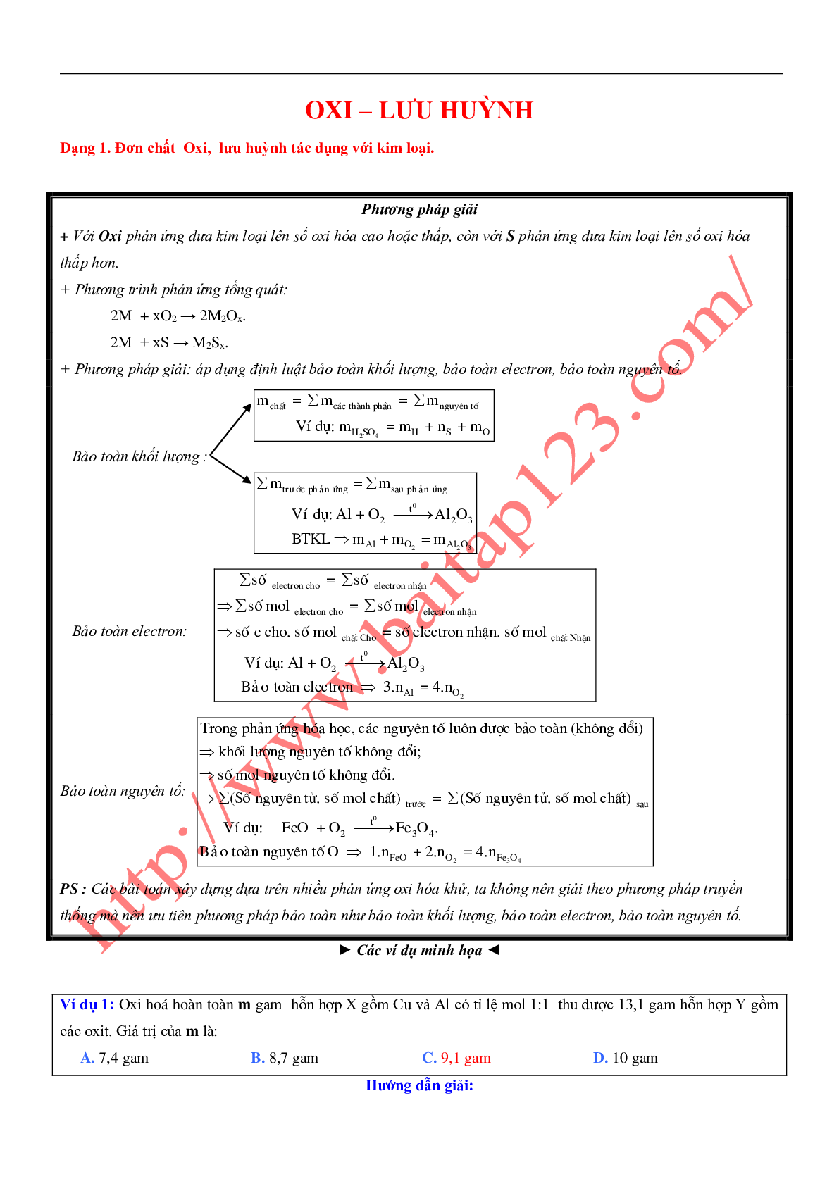 12 dạng bài toán về Oxi - Lưu huỳnh có lời giải chi tiết môn Hóa học lớp 10 (trang 1)