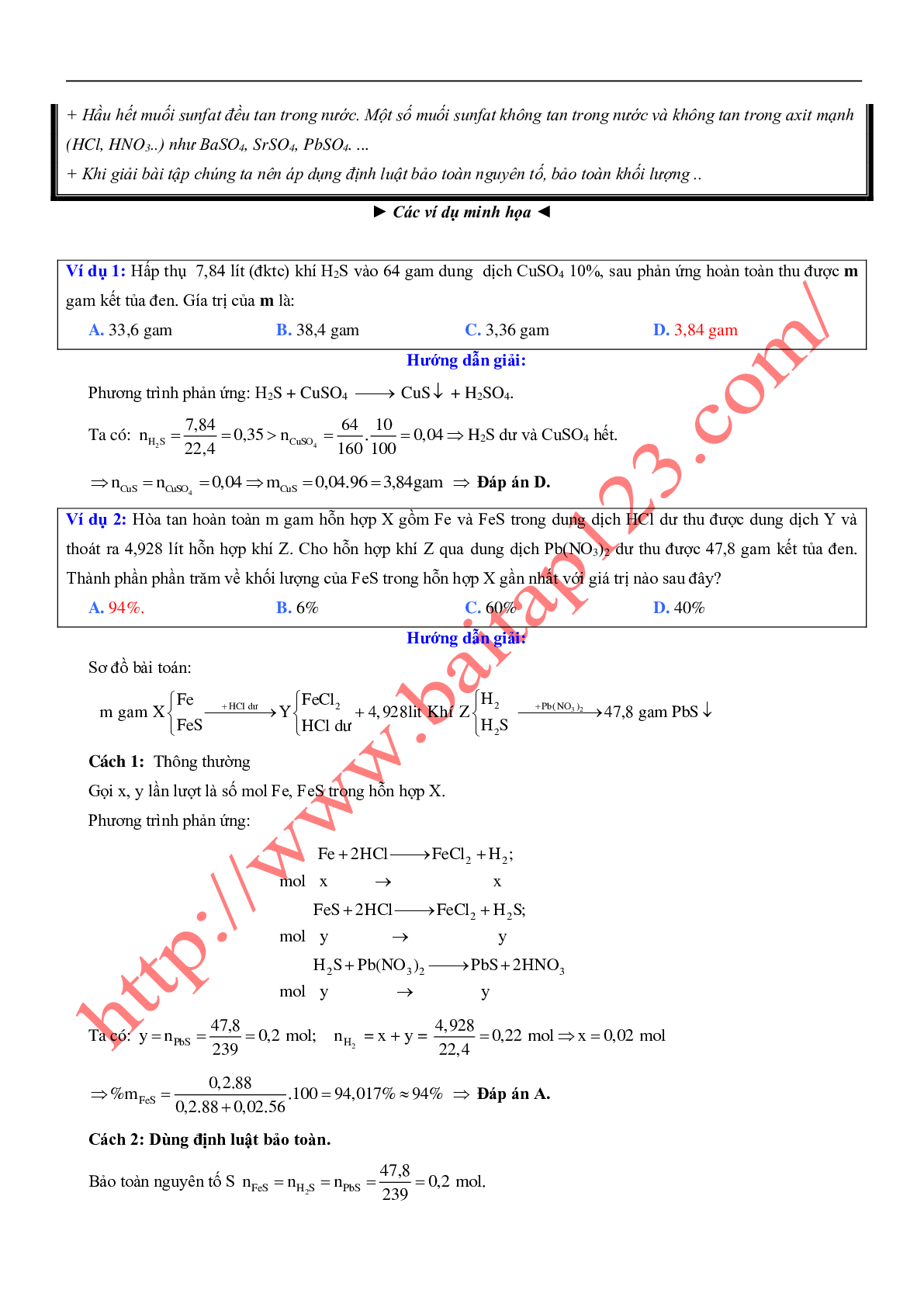 12 dạng bài toán về Oxi - Lưu huỳnh có lời giải chi tiết môn Hóa học lớp 10 (trang 8)
