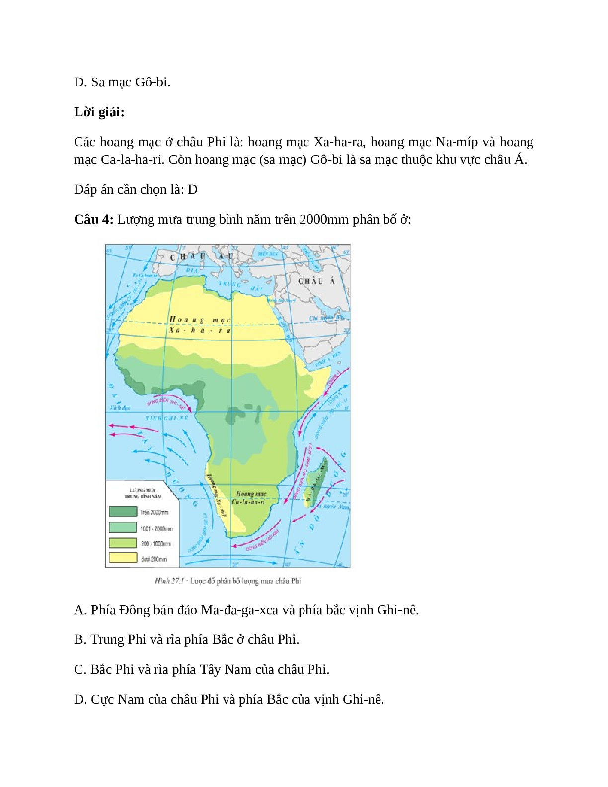 Địa Lí 7 Bài 27 (Lý thuyết và trắc nghiệm): Thiên nhiên châu Phi (tiếp theo) (trang 5)