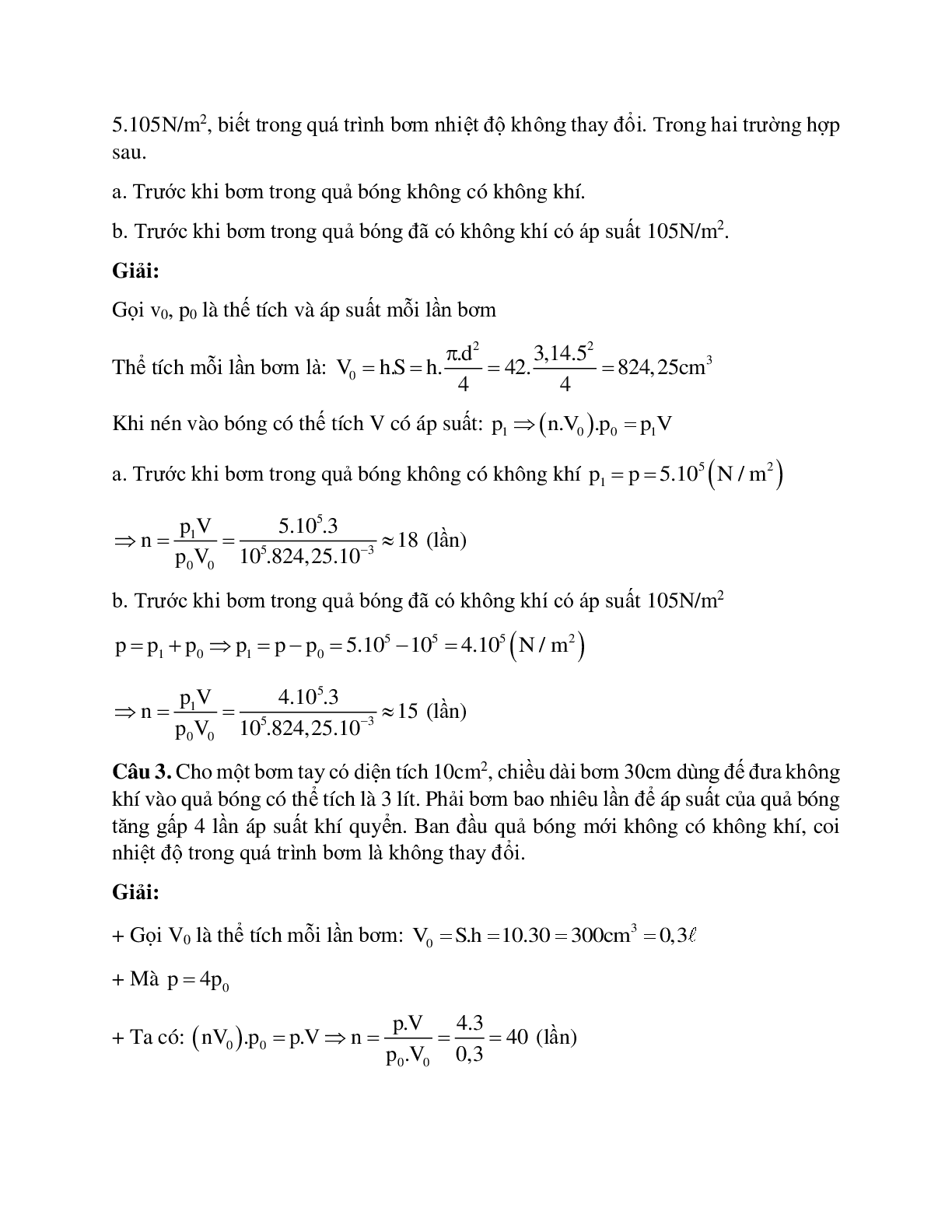 Bài tập về quá trình đẳng nhiệt - Định luật Bôi – lơ Ma-ri-ot có lời giải (trang 6)
