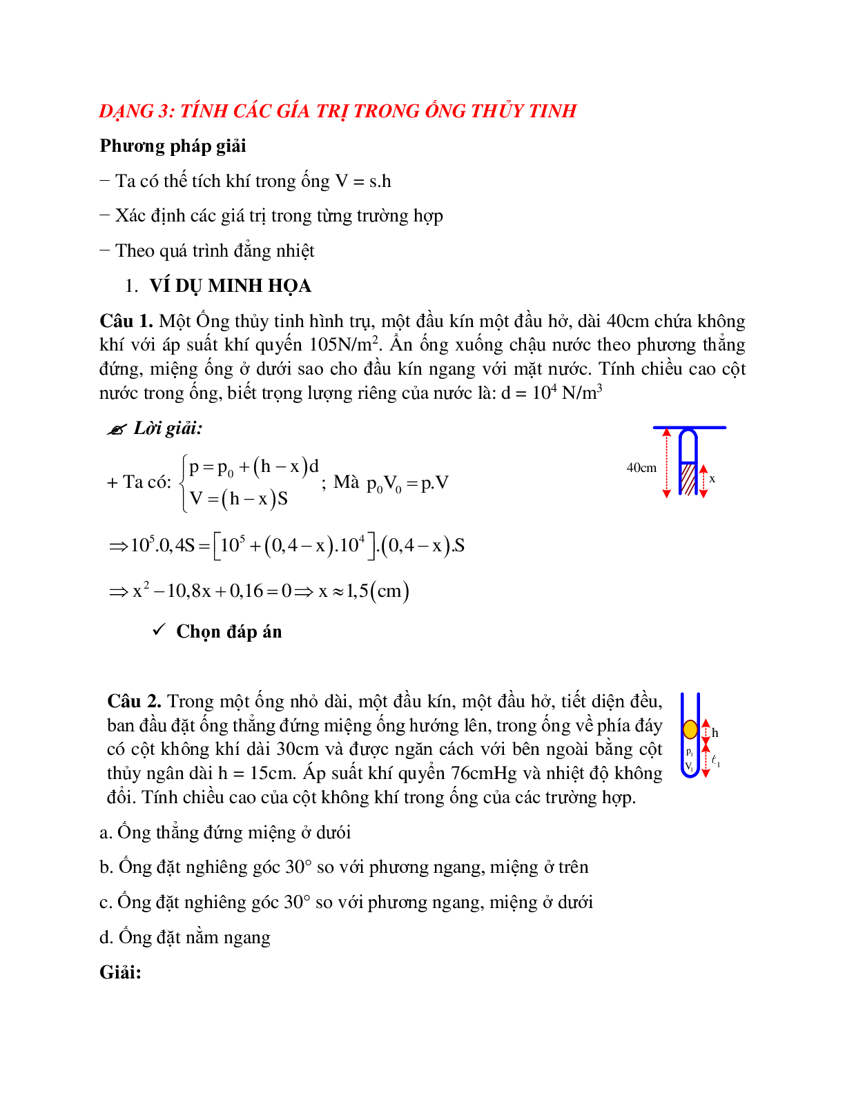 Bài tập về quá trình đẳng nhiệt - Định luật Bôi – lơ Ma-ri-ot có lời giải (trang 7)