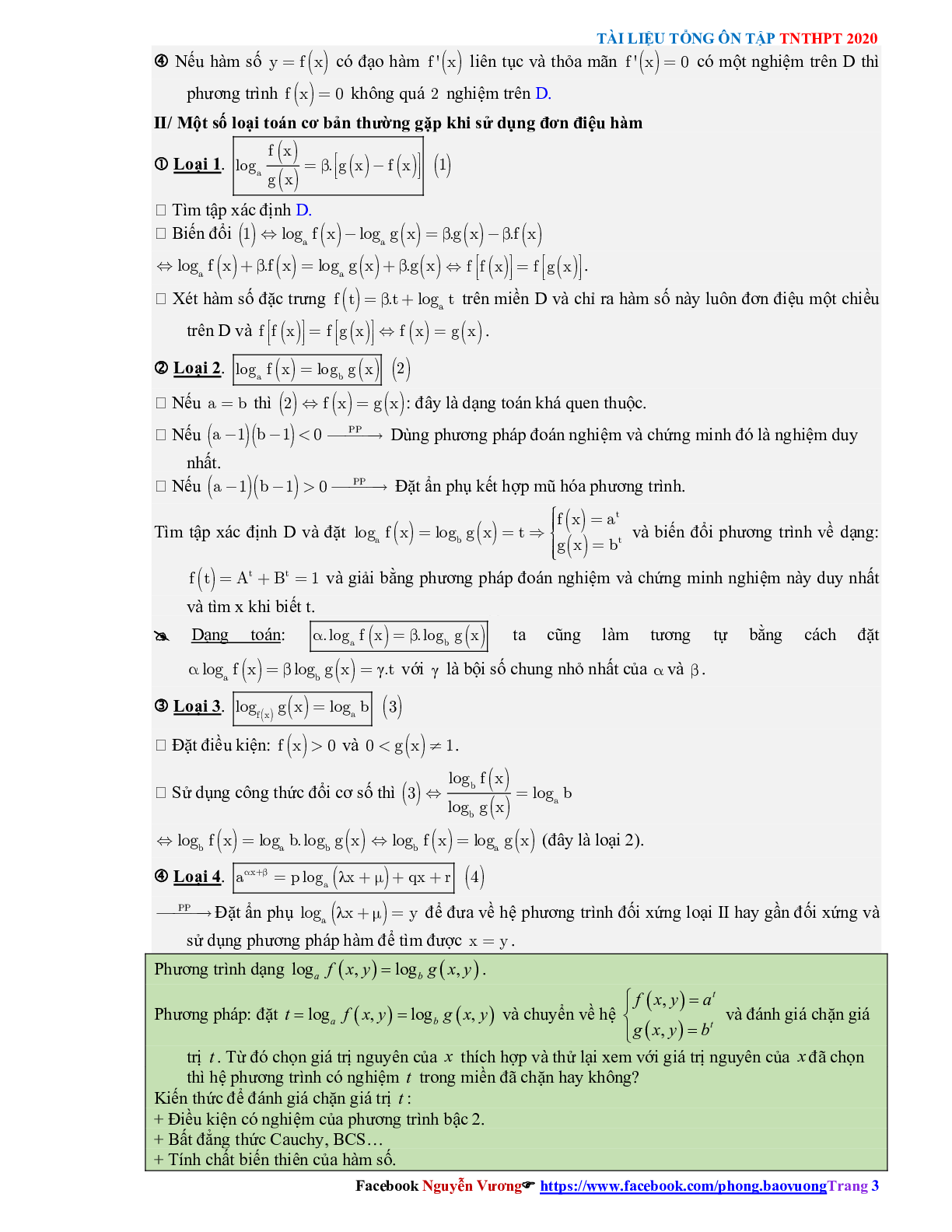 Phương pháp giải về Phương trình, bất phương trình mũ và logarit 2023 (lý thuyết và bài tập) (trang 3)