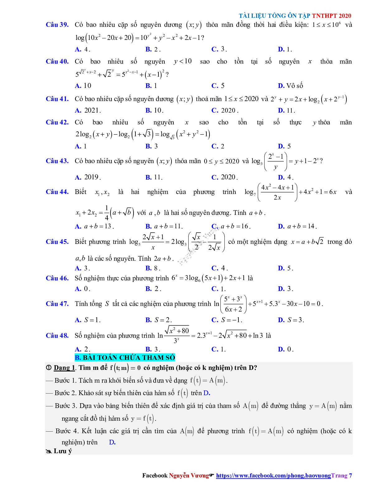 Phương pháp giải về Phương trình, bất phương trình mũ và logarit 2023 (lý thuyết và bài tập) (trang 7)