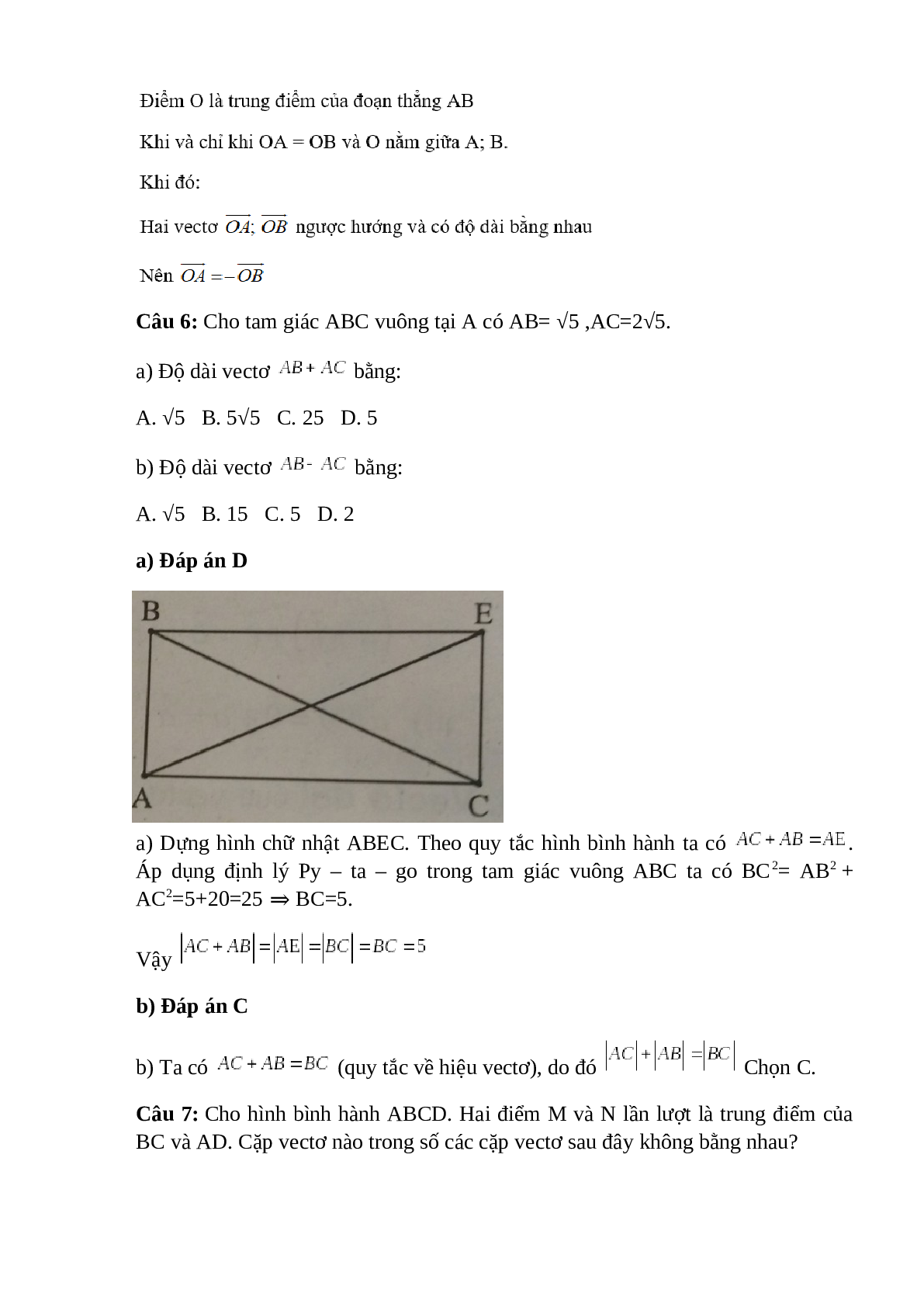 Trắc nghiệm Tổng và hiệu của hai vectơ (phần 1) có đáp án – Toán lớp 10 (trang 3)