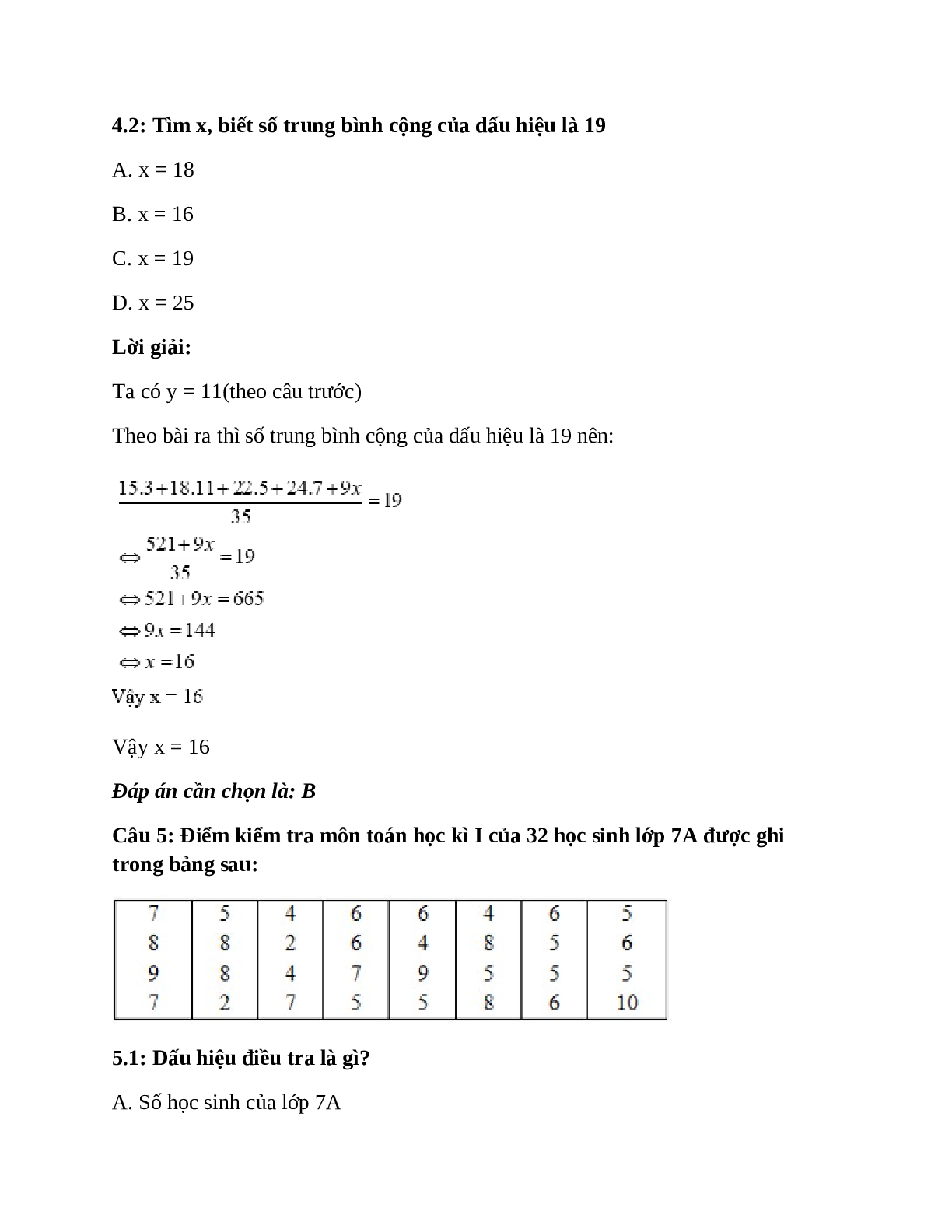 Trắc nghiệm Ôn tập Chương 3 Đại Số có đáp án – Toán lớp 7 (trang 6)