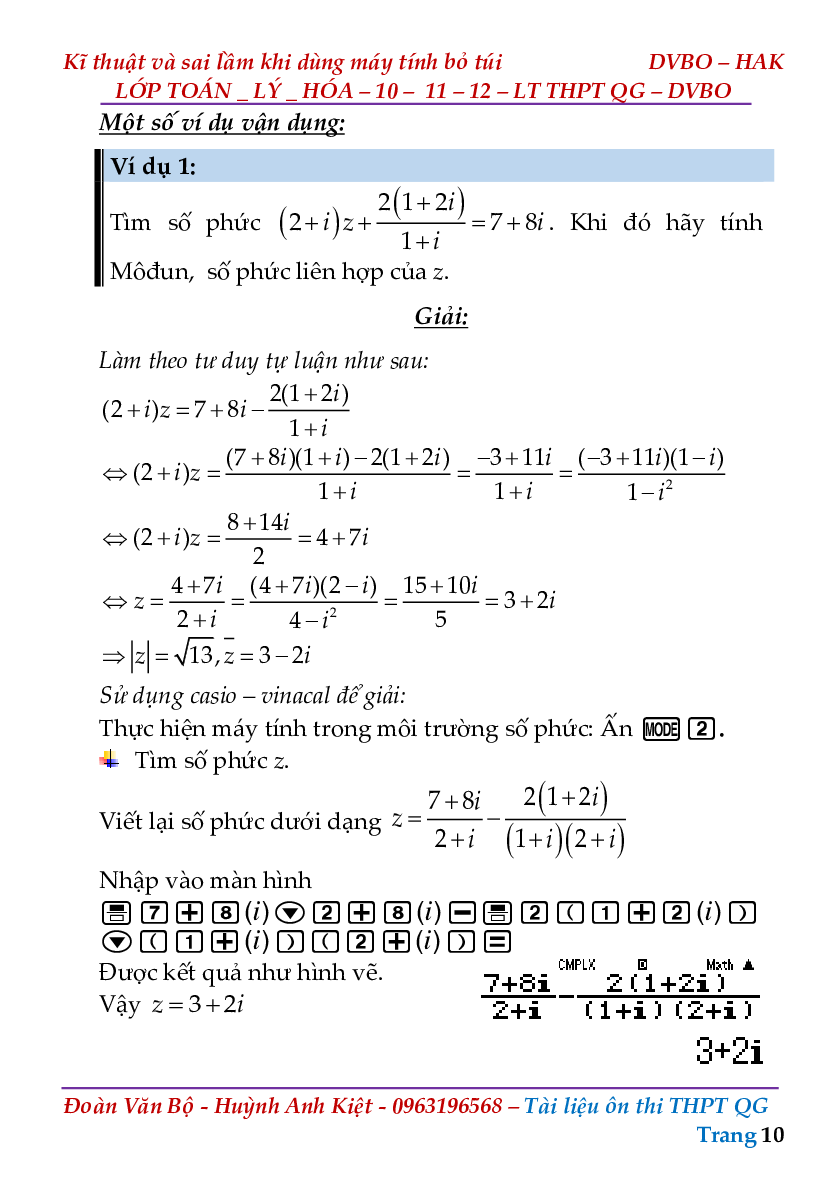 Kỹ thuật và sai lầm khi sử dụng máy tính bỏ túi trong giải toán (trang 10)