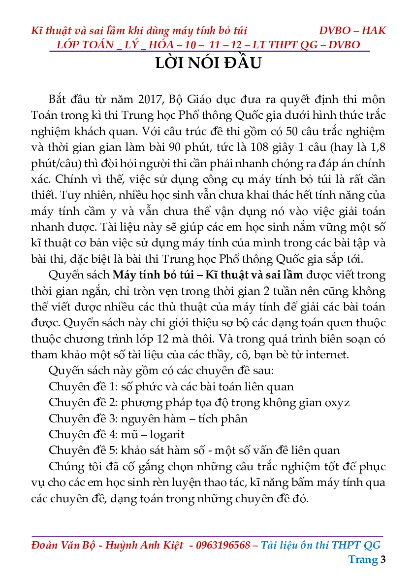 Kỹ thuật và sai lầm khi sử dụng máy tính bỏ túi trong giải toán (trang 3)