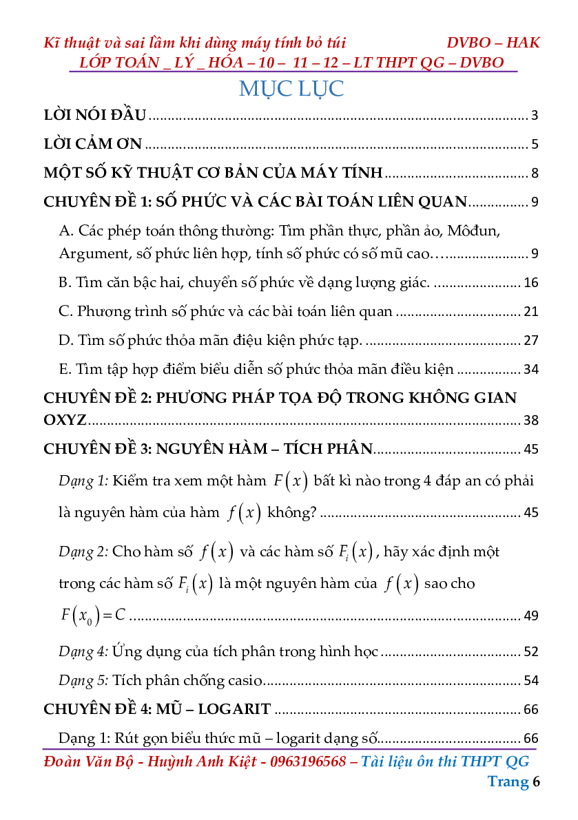 Kỹ thuật và sai lầm khi sử dụng máy tính bỏ túi trong giải toán (trang 6)