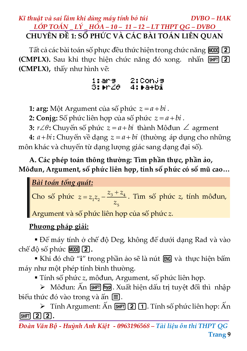 Kỹ thuật và sai lầm khi sử dụng máy tính bỏ túi trong giải toán (trang 9)