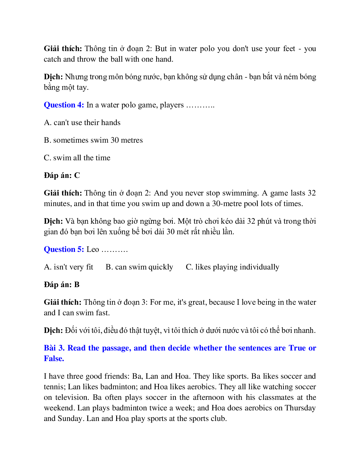 Trắc nghiệm Tiếng Anh 7 Unit 13 có đáp án: Activities (trang 9)