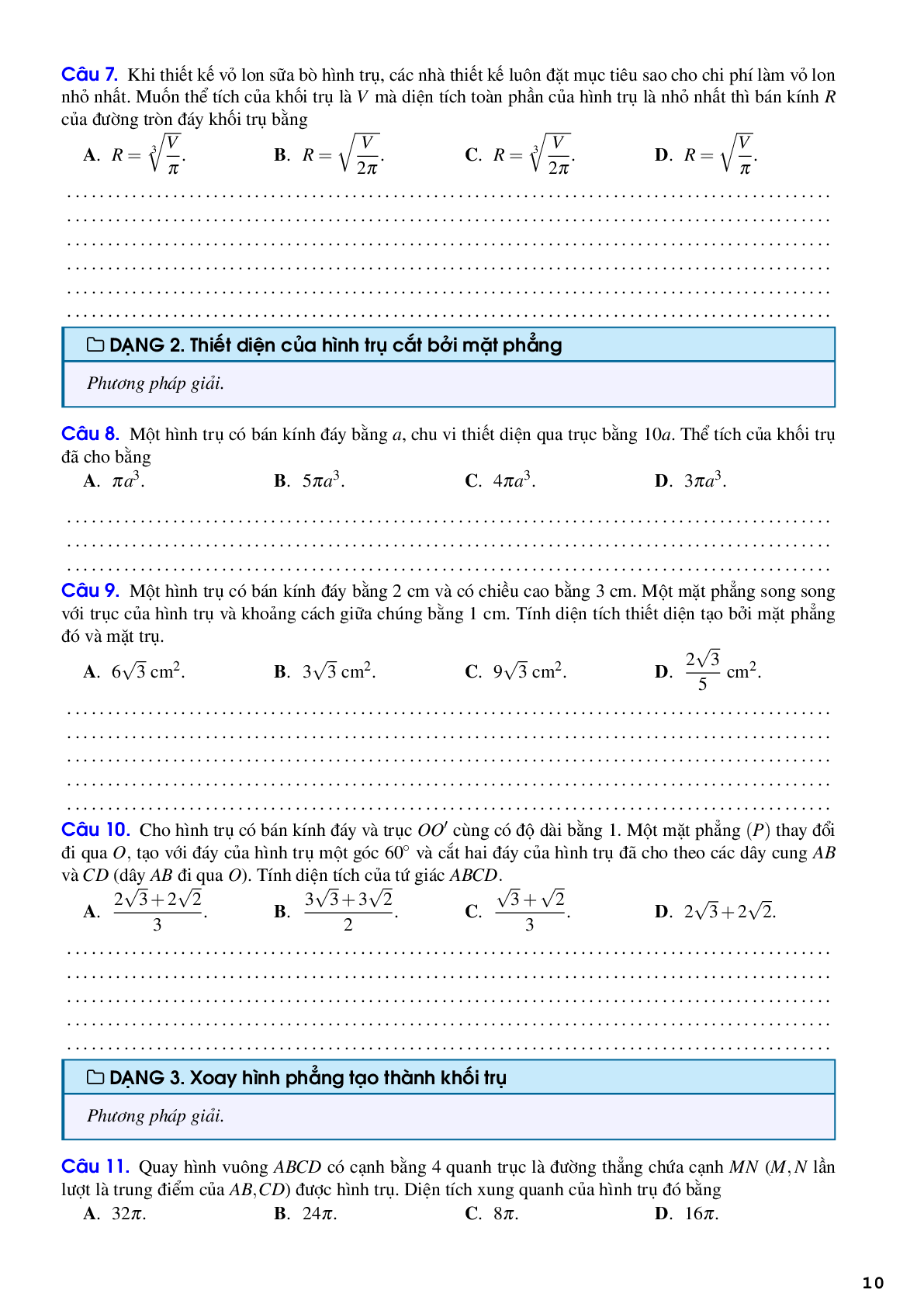 Lý thuyết và bài tập mặt nón mặt trụ mặt cầu (trang 10)