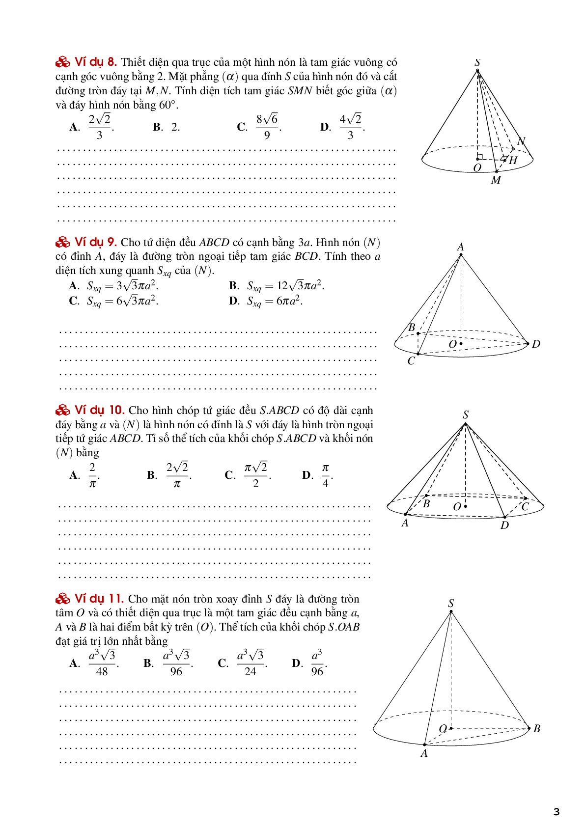 Lý thuyết và bài tập mặt nón mặt trụ mặt cầu (trang 3)