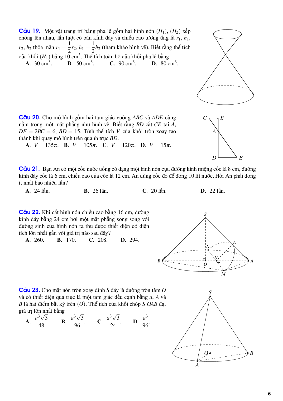 Lý thuyết và bài tập mặt nón mặt trụ mặt cầu (trang 6)