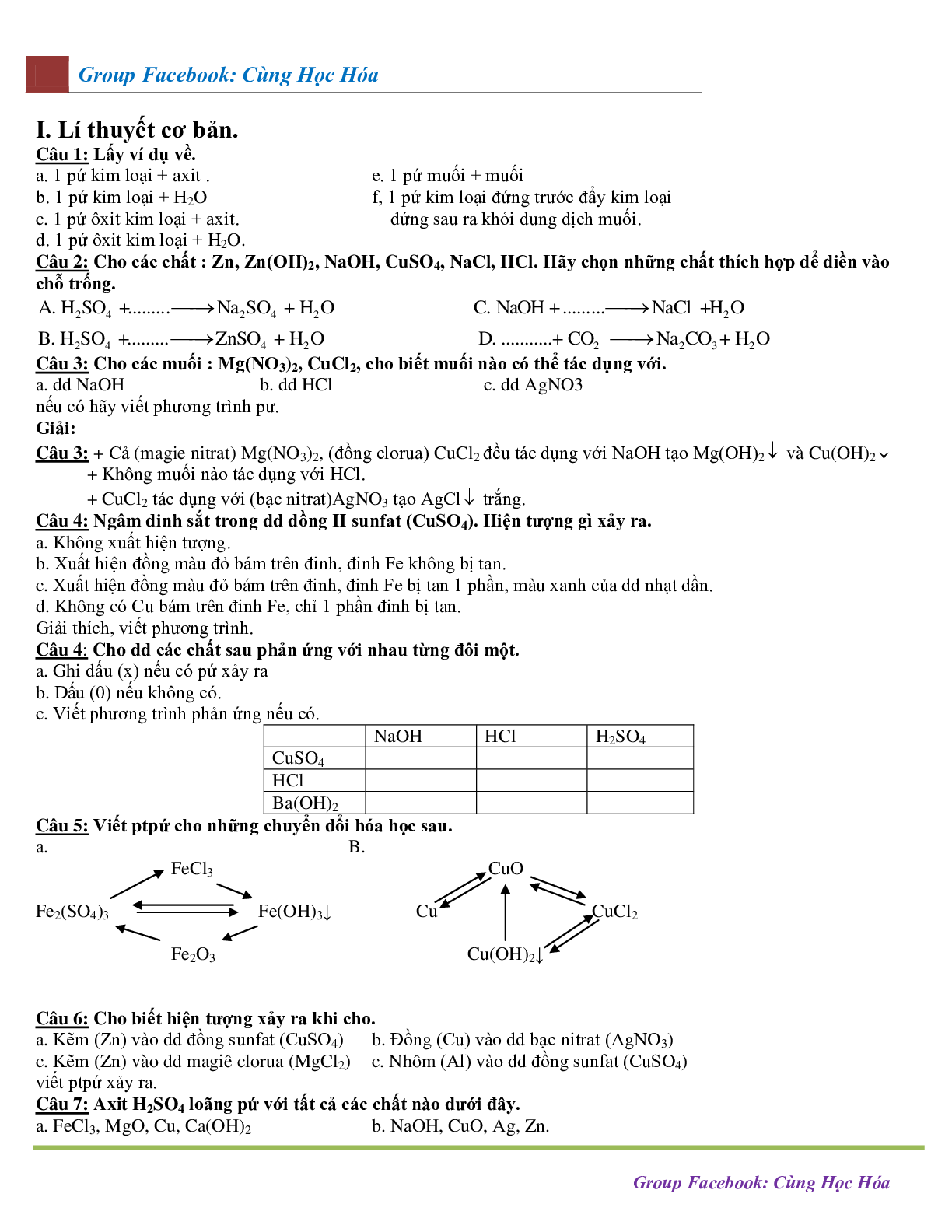 Bài tập cho học sinh mất gốc môn Hóa lớp 12 (trang 1)