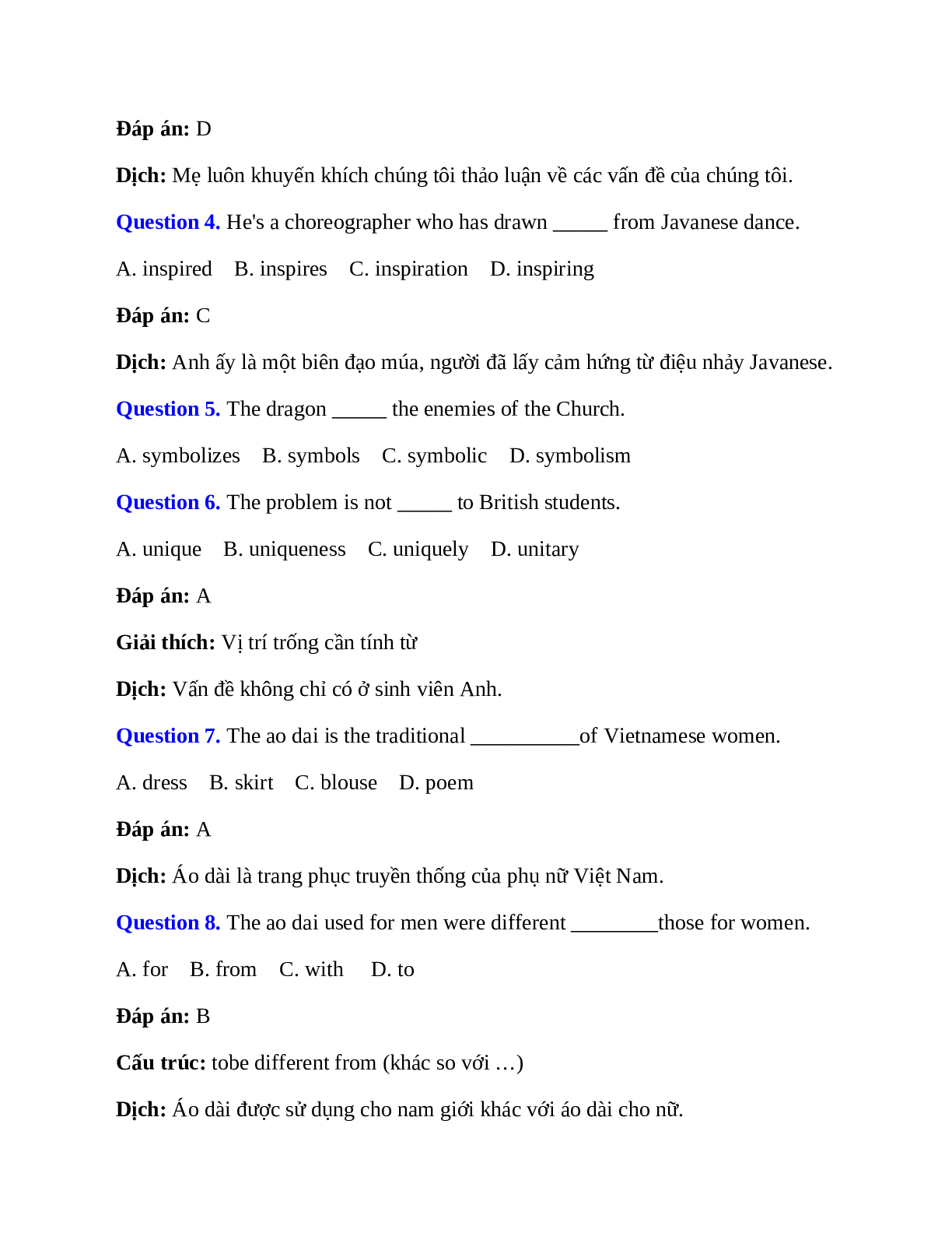 60 câu Trắc nghiệm Tiếng Anh 9 Unit 2 có đáp án 2023: Clothing (trang 4)