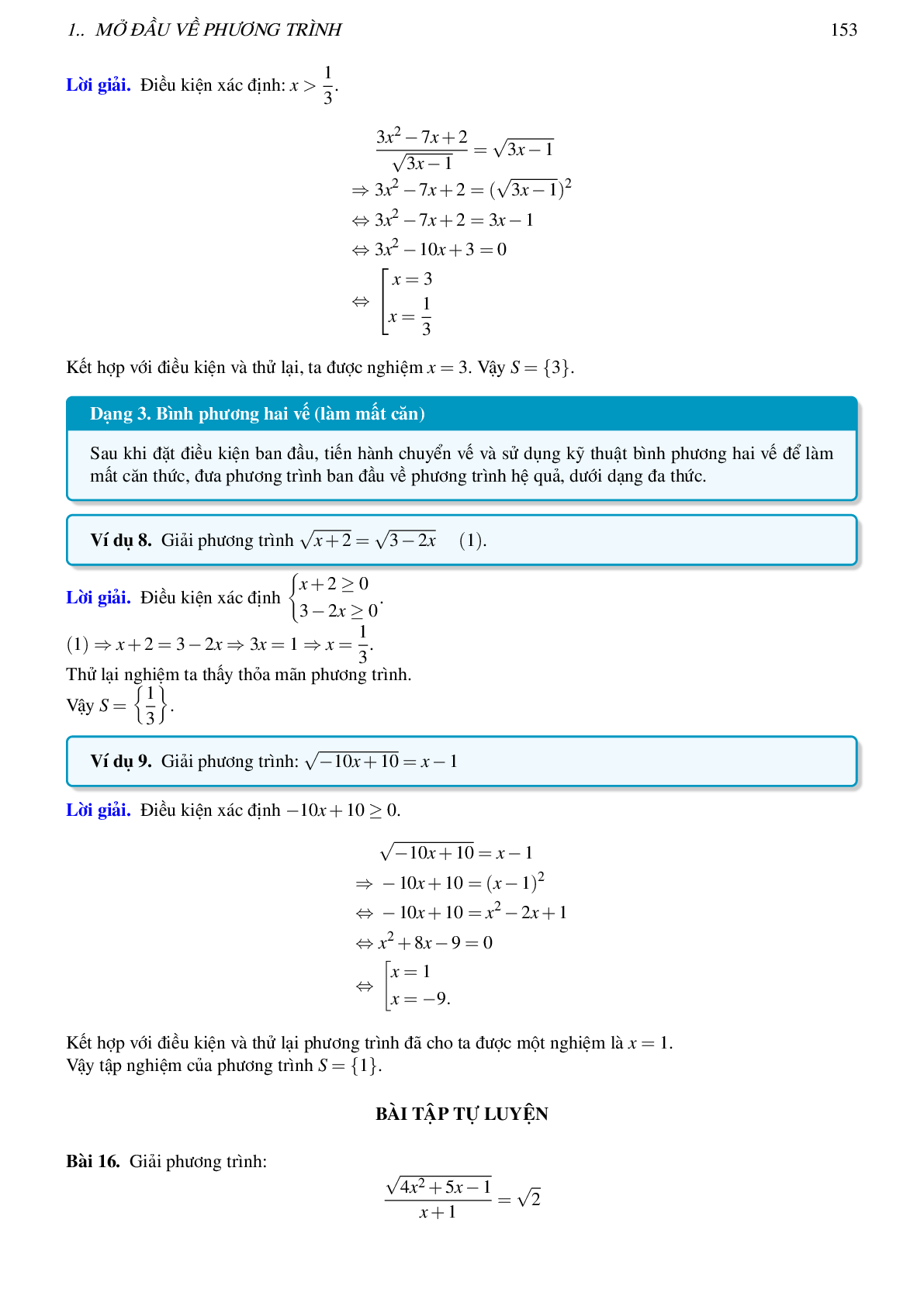Ôn tập Chương 3: Phương trình và hệ phương trình môn toán lớp 10 (trang 9)