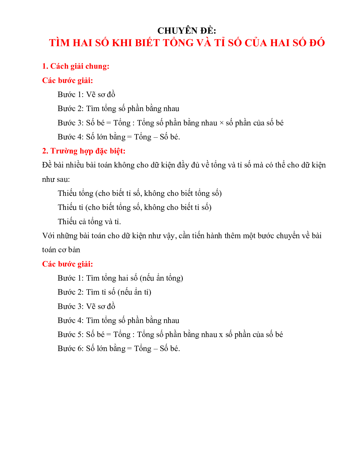 Các dạng bài tập về Bài toán tổng tỉ (trang 1)